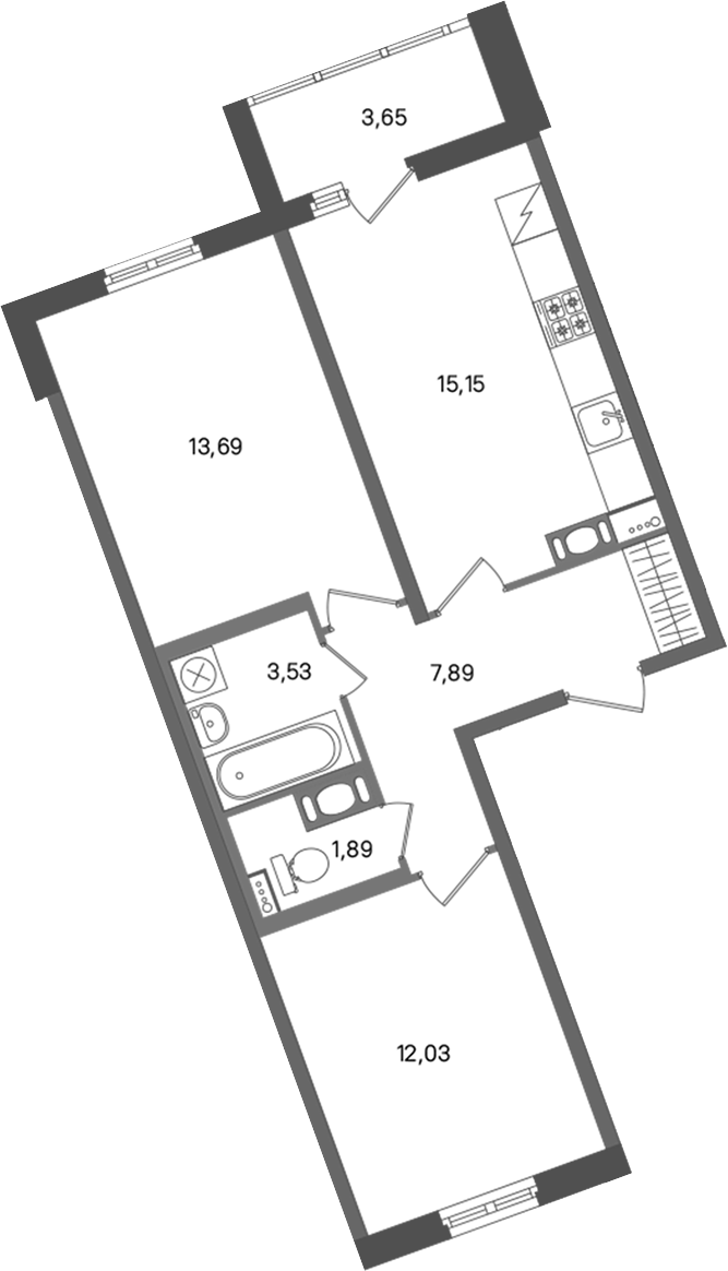 2-комнатная квартира 54.18 м², 7/11 эт., ЖК «ПАТИО. Уютный квартал»